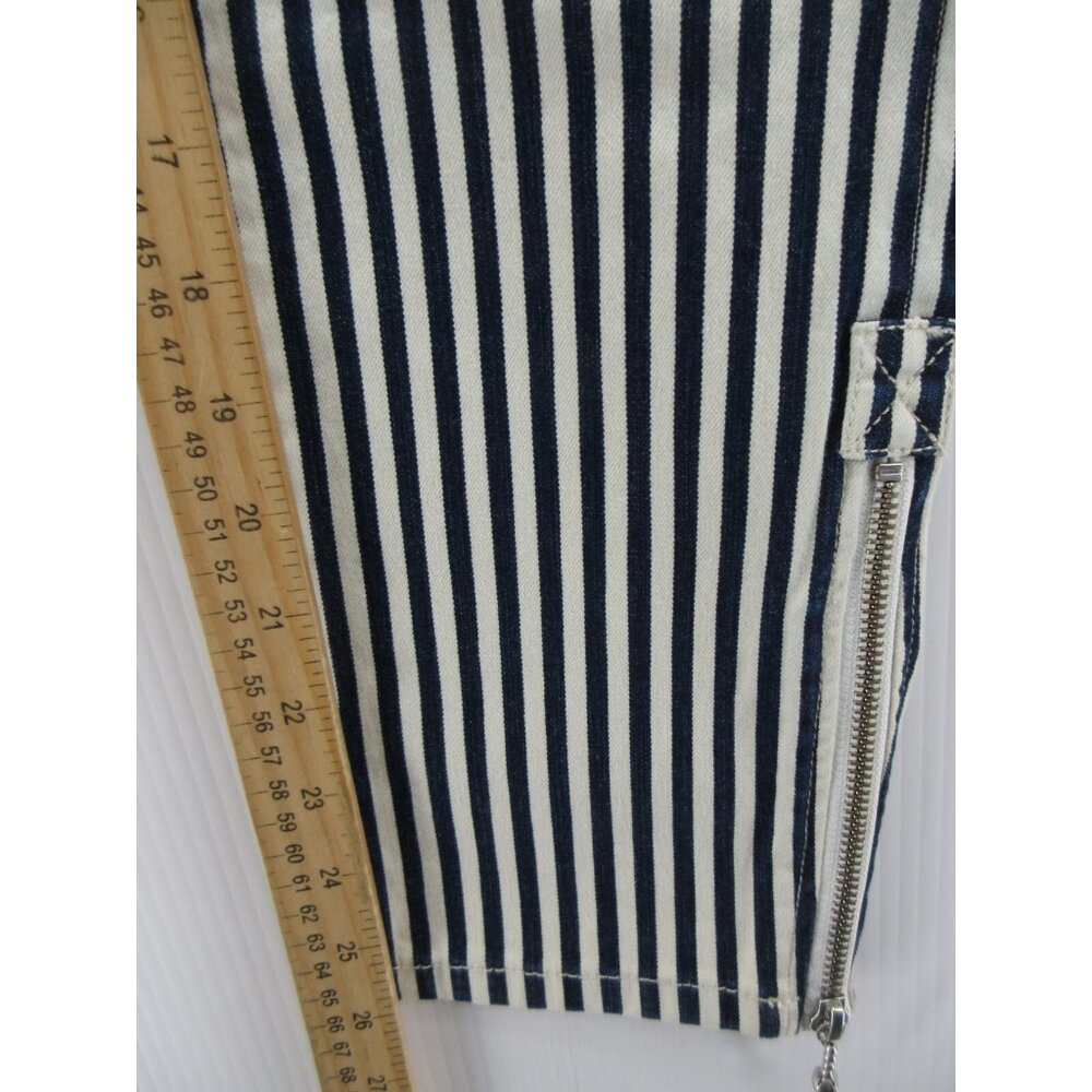 Current Elliot Jeans 23 White Skinny Moto Pants Double Knee Ankle Zip - Picture 7 of 11